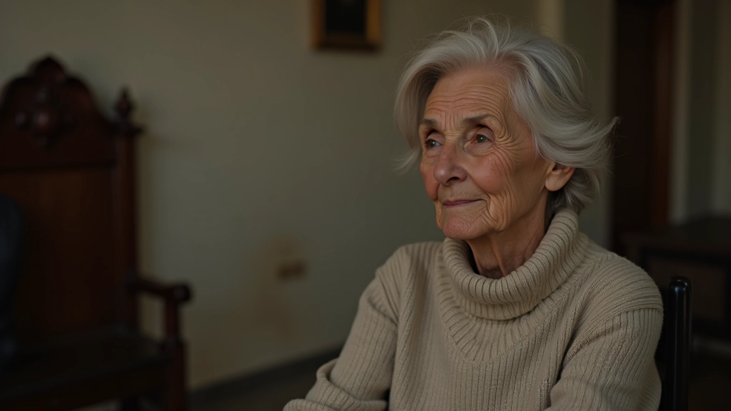 Seniorė žmona medituoja prie vienuolyno koplyčios, ramios rankos ir kontemplacijos ženklas